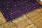 Deep Purple Soft Silk Saree With Brass Gold Pallu - MIRASILKS Deep Purple Soft Silk Saree With Brass Gold Pallu